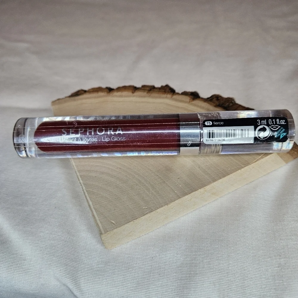 SEPHORA COLLECTION Glossed Lip Gloss 75 Fierce Bordeaux w/ Gold Pearl Red